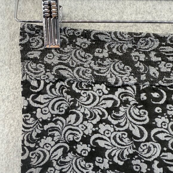 Black Gray Floral Patterned Womens Leggings OS One Size Stretch Tights Baselayer - Picture 5 of 13